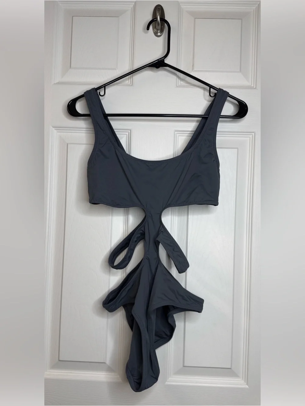 SKIMS Cutout One-Piece Monokini Swimsuit in Gunmetal Gray Size Medium